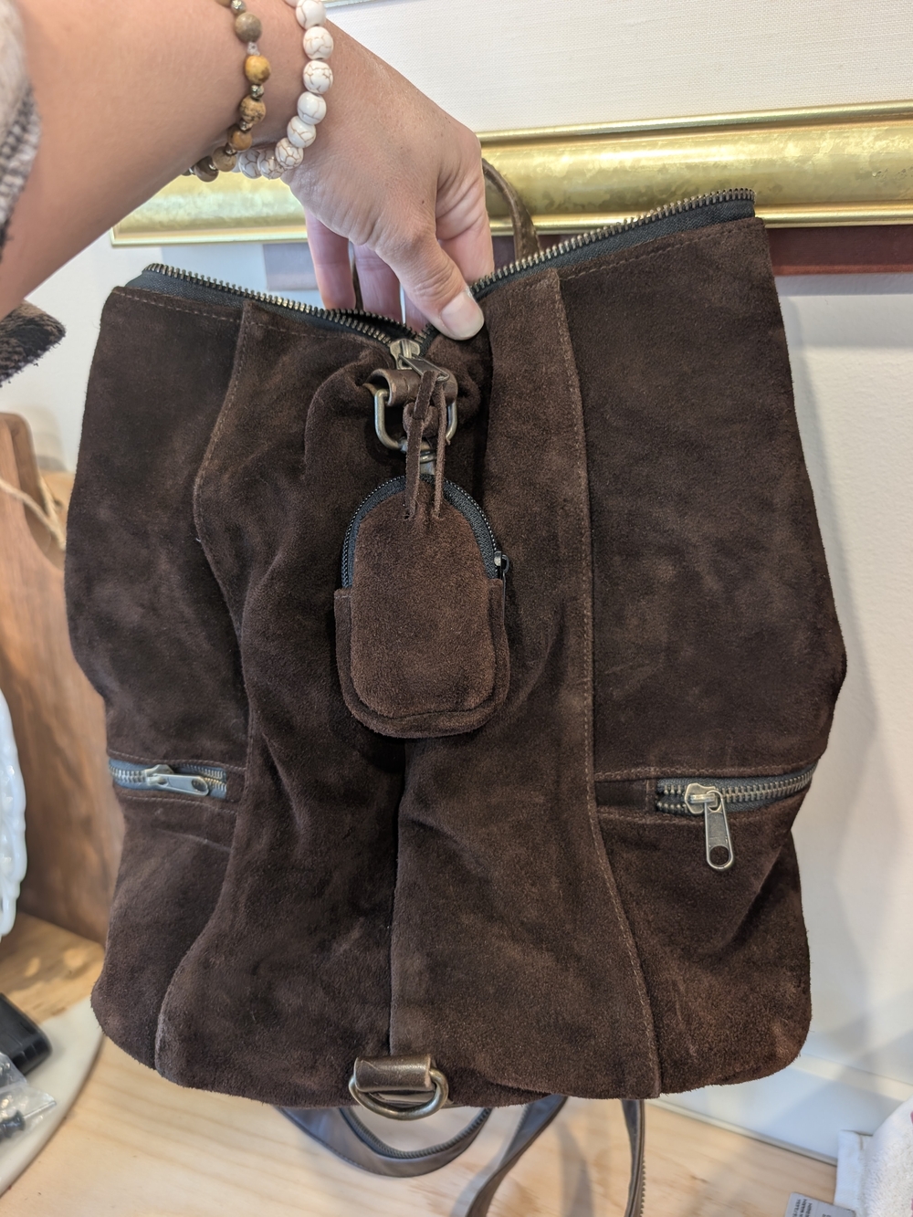 VTG Jeanne Lottie Canada Suede & Leather Convertible Backpack | Rare Slouchy Bag - Picture 10 of 16